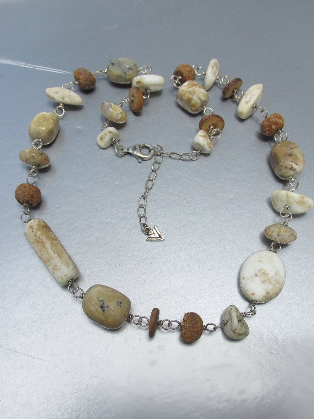 Retired SILPADA Sterling Silver Howlite African Opal Shell Bead Necklace N1692